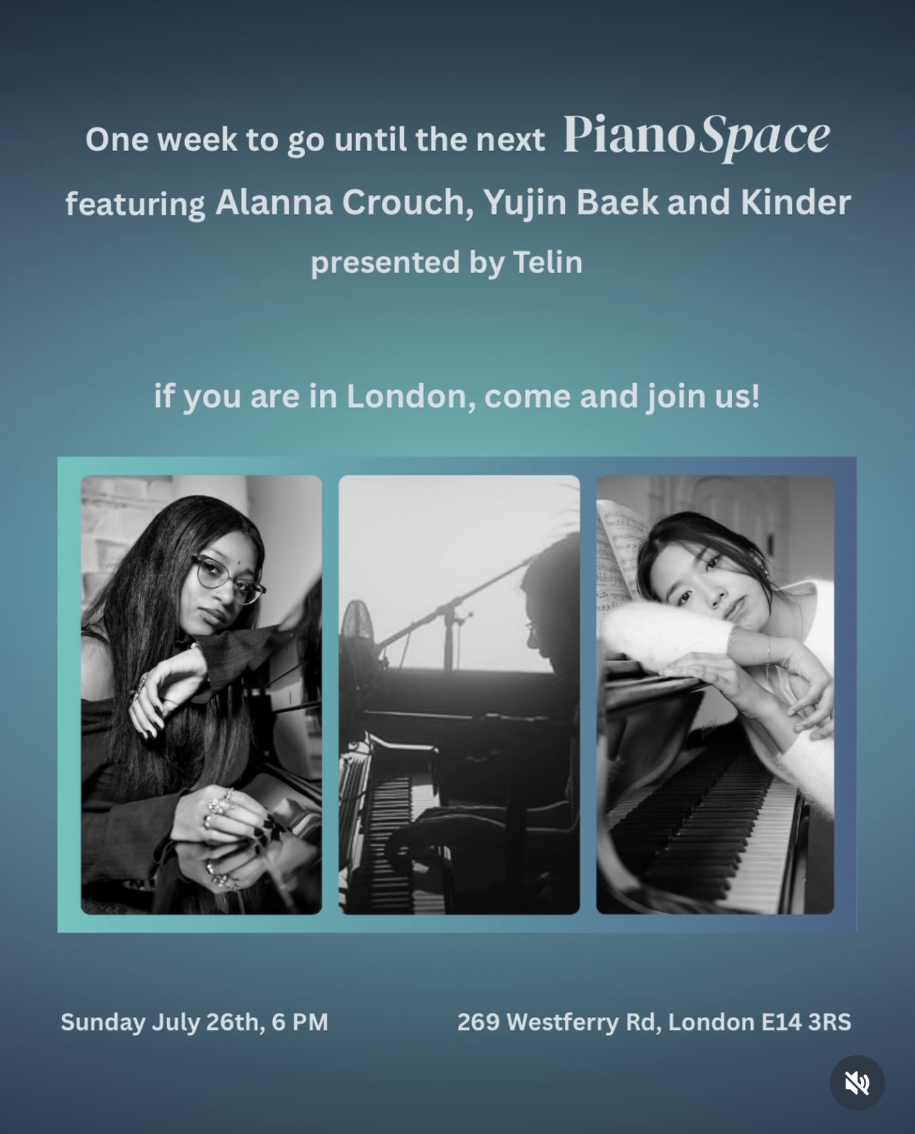 Piano Space poster featuring Alanna Crouch, Yujin Baek and Kinder
