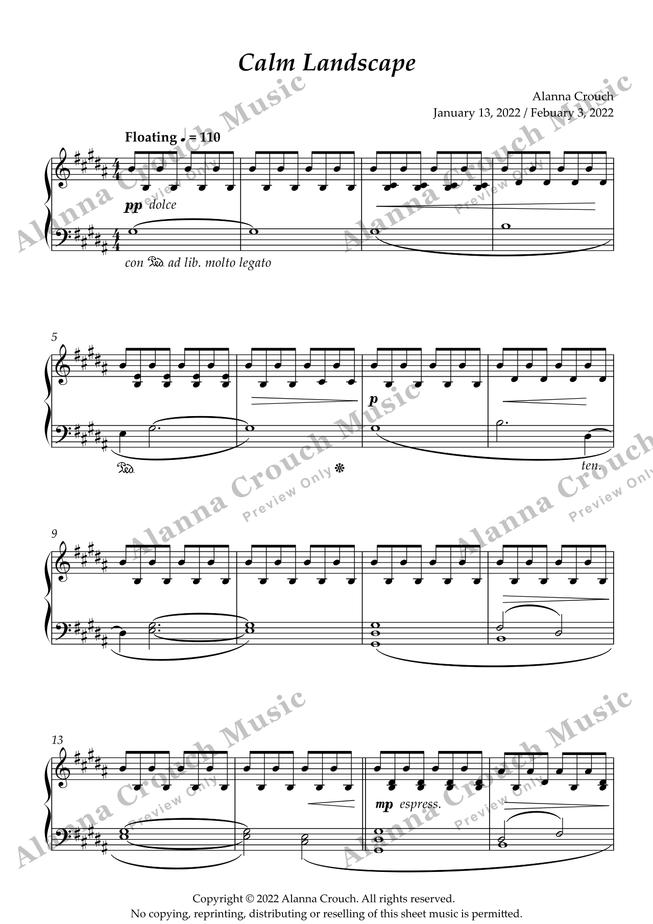 Score page 1 preview of Calm Landscape sheet music