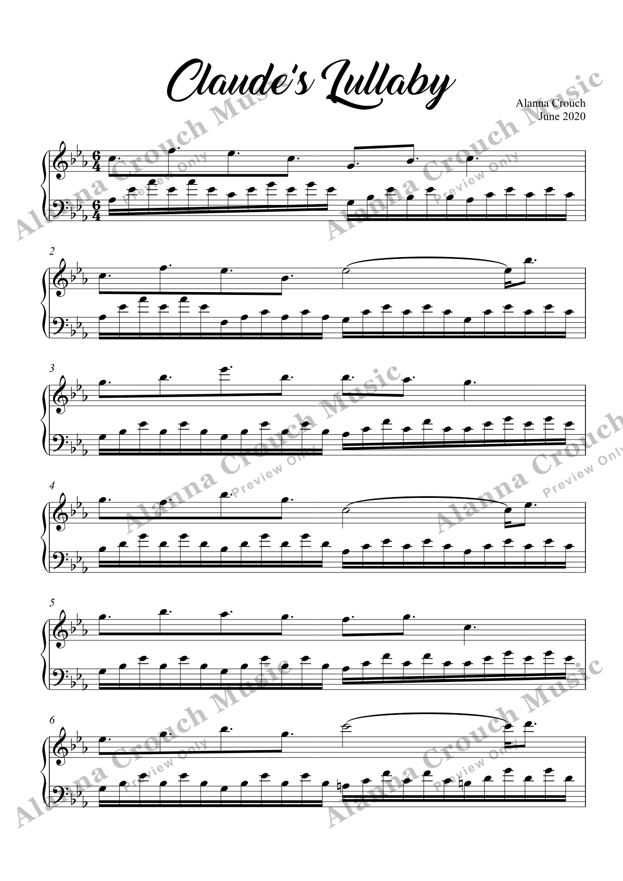 Score page 1 preview of Claude’s Lullaby sheet music