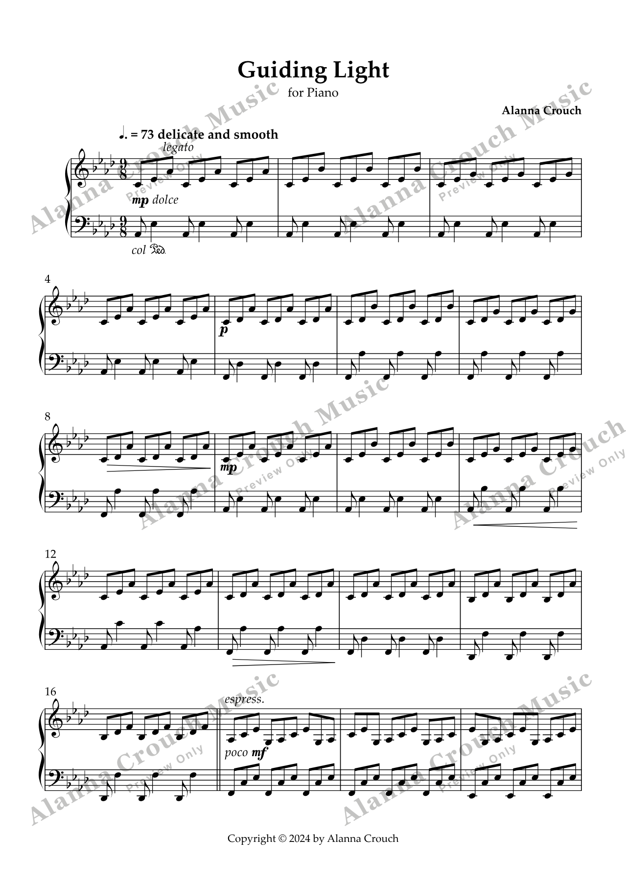 Score page 1 preview of Guiding Light sheet music