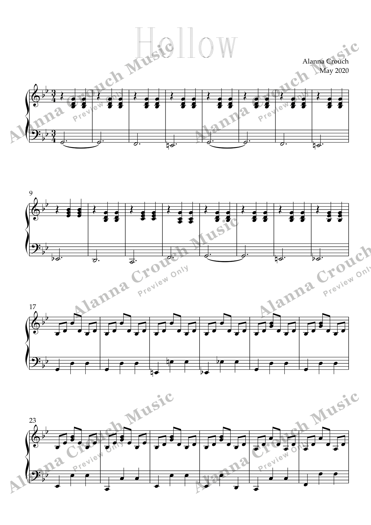 Score page 1 preview of Hollow sheet music
