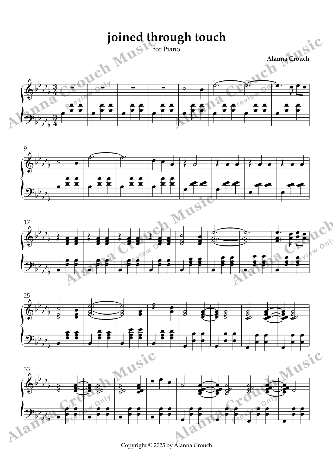 Score page 1 preview of Joined Through Touch sheet music