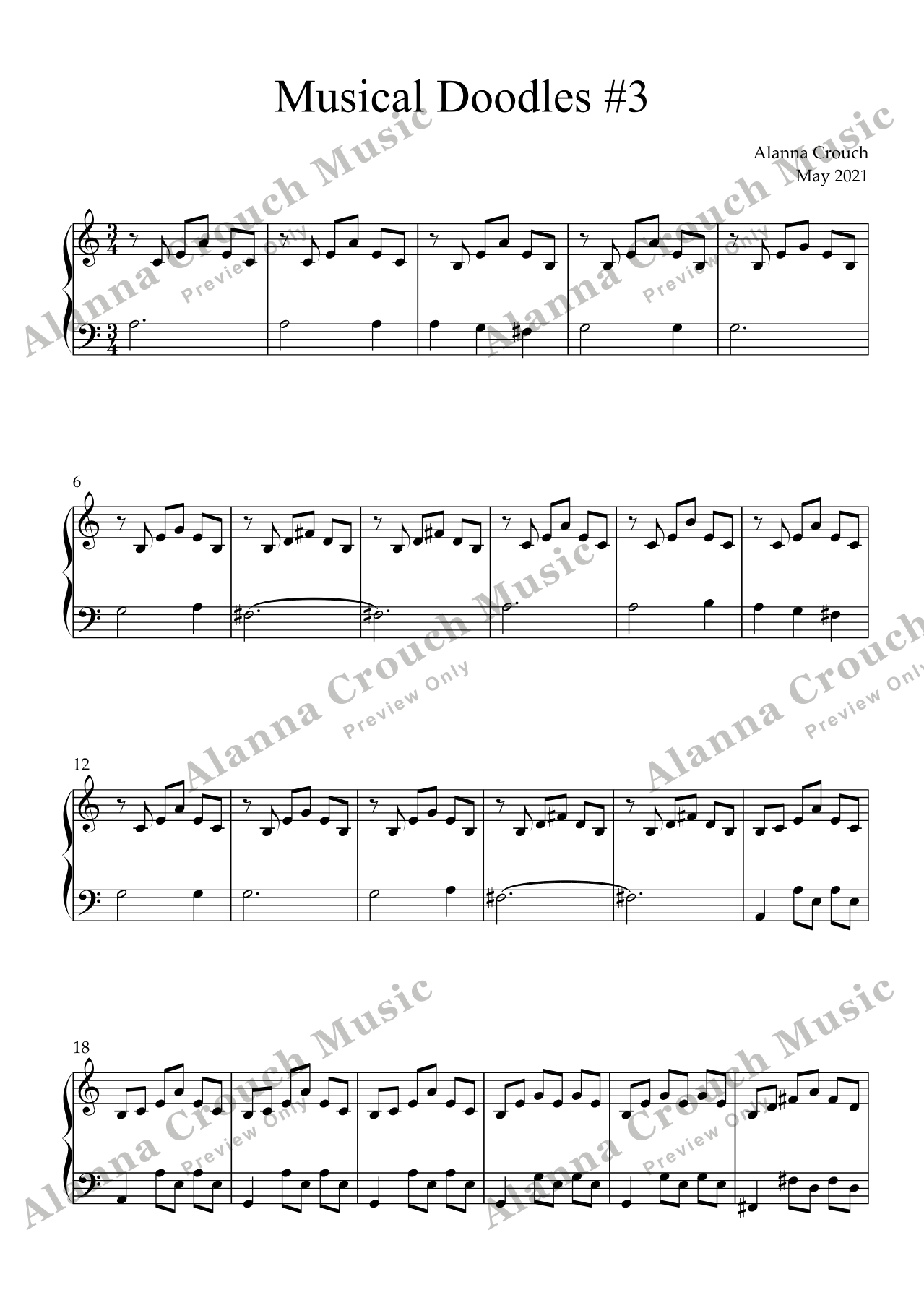 Score page 1 preview of Musical doodles 3 sheet music