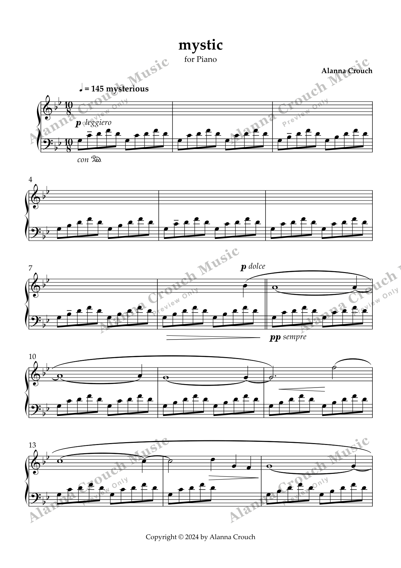 Score page 1 preview of Mystic sheet music