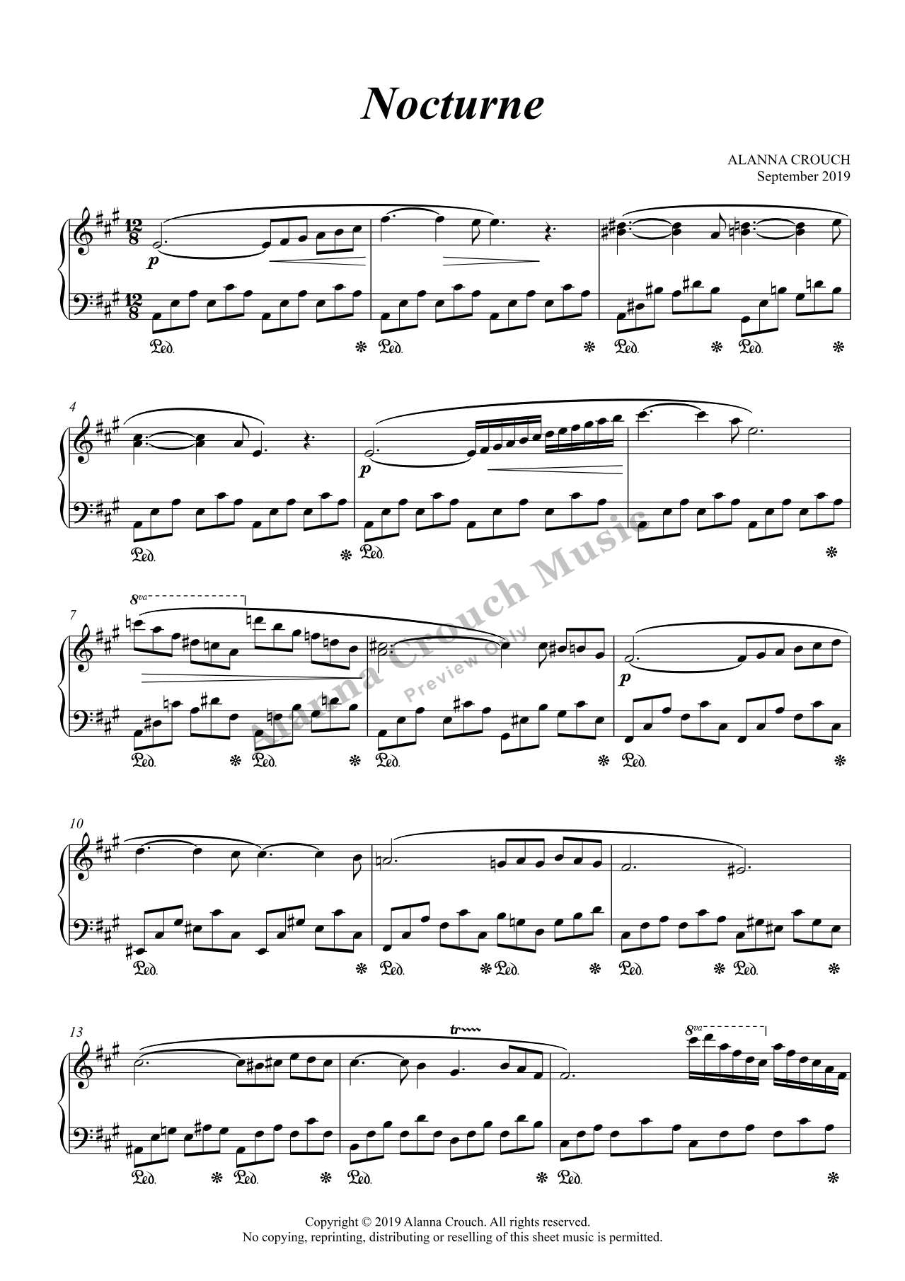 Score page 1 preview of Nocturne sheet music