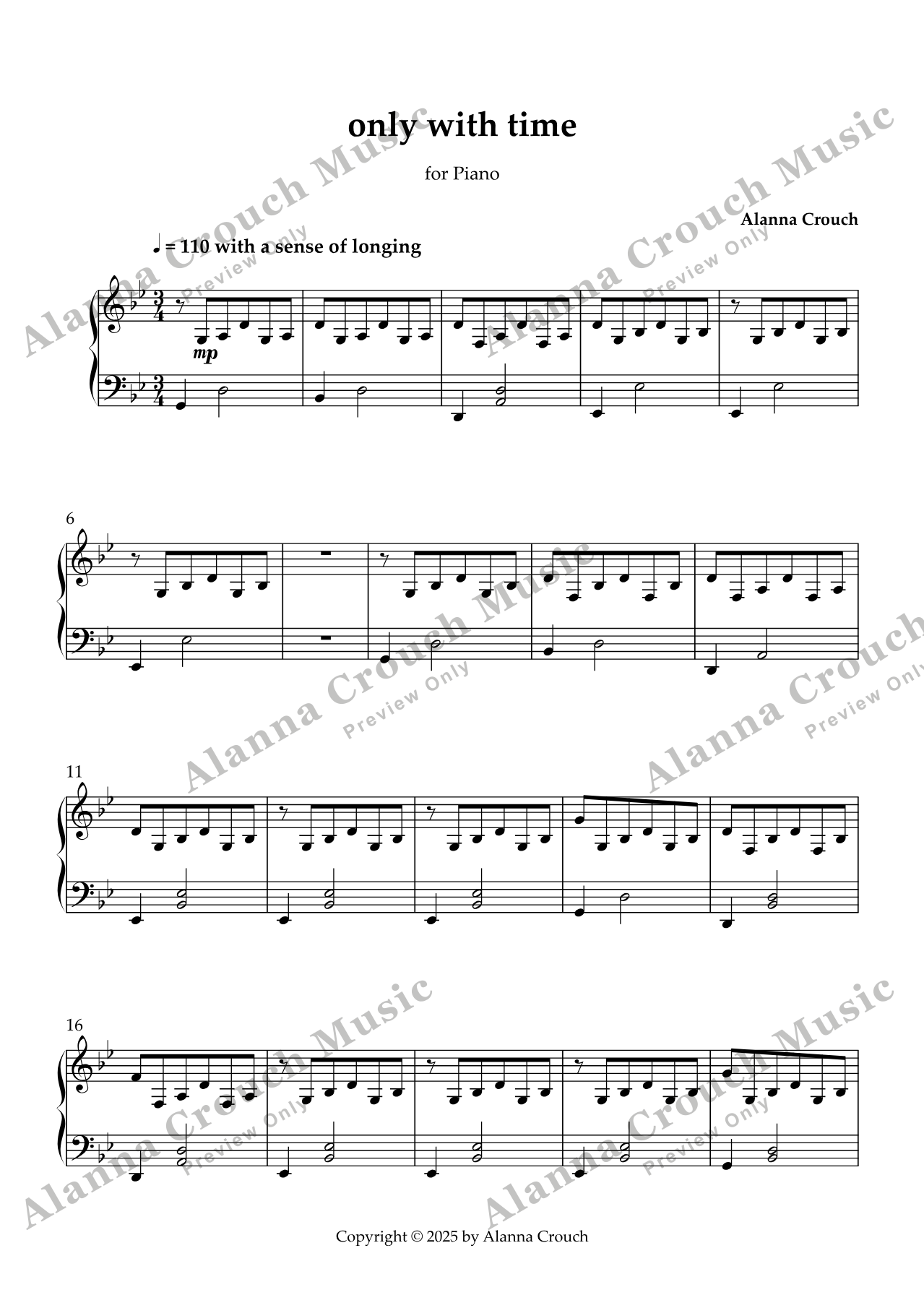 Score page 1 preview of Only With Time sheet music
